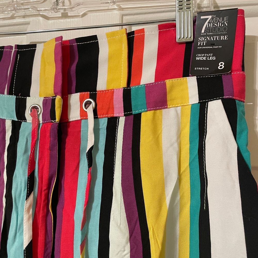 NWT 7th Avenue New York & Company Wide Leg Multicolor Stripe Palazzo Pant Size 8 - Picture 3 of 9